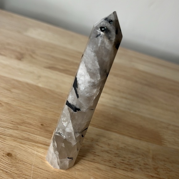 Clear Quartz with Black Tourmaline Crystal Point Tower 3.2 oz - Picture 5 of 8